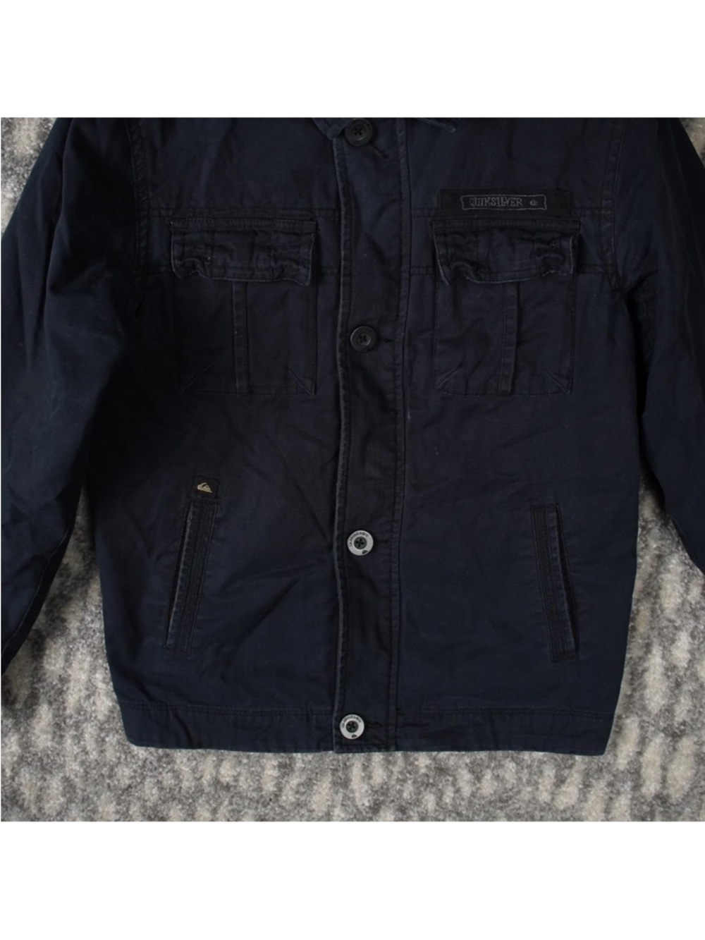 Quiksilver Cotton Utility Shacket Kids Large 16-18 Blue Jacket Washed Button - Picture 3 of 13